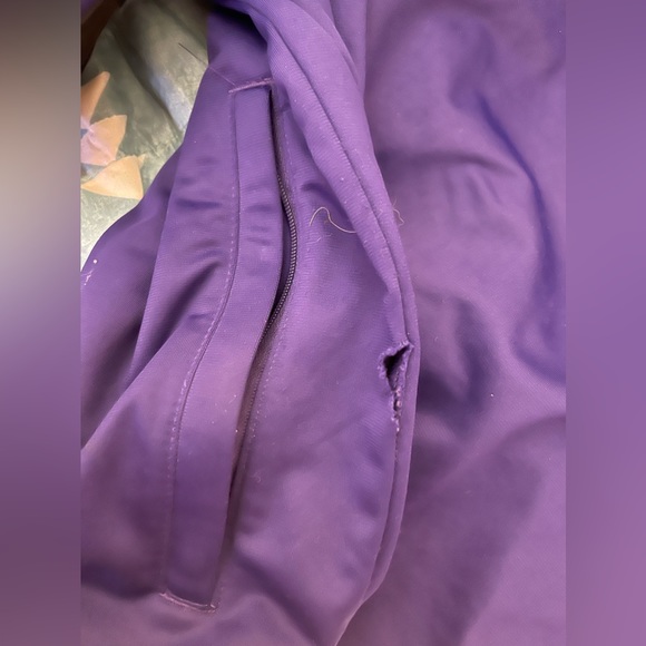 Purple adidas track jacket sz L small hole near the pocket I didn’t steal it - Picture 5 of 5